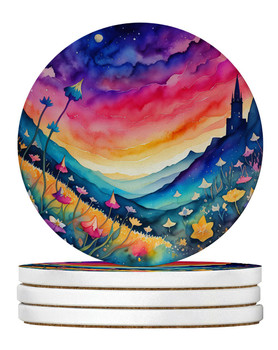 Colorful Campanula Large Sandstone Absorbent Round Coasters Pack of 4 product image at NuMercy