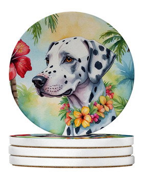 Dalmatian Luau Large Sandstone Absorbent Round Coasters Pack of 4 DAC6421 product image at NuMercy