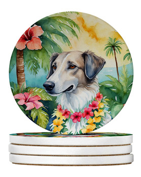 Borzoi Luau Large Sandstone Absorbent Round Coasters Pack of 4 DAC6380 product image at NuMercy