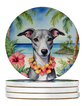 Whippet Luau Large Sandstone Absorbent Round Coasters Pack of 4 DAC6537 product image at NuMercy