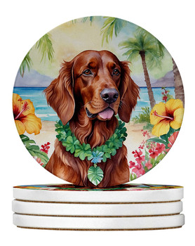 Irish Setter Luau Large Sandstone Absorbent Round Coasters Pack of 4 product image at NuMercy
