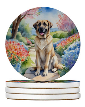 Anatolian Shepherd Spring Garden Large Sandstone Absorbent Round Coasters Pack of 4 product image at NuMercy