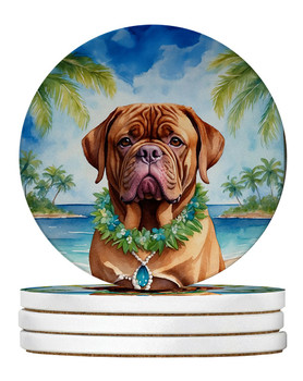 Dogue de Bordeaux Luau Large Sandstone Absorbent Round Coasters Pack of 4 product image at NuMercy
