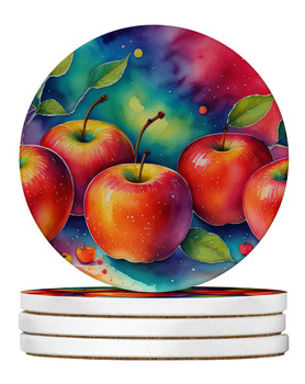 Colorful Apples Large Sandstone Absorbent Round Coasters Pack of 4 DAC1830 product image at NuMercy