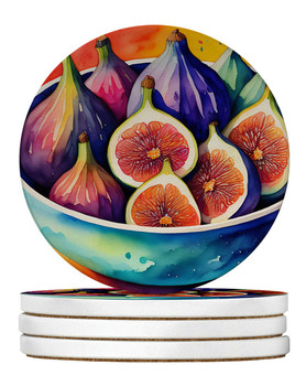 Colorful Figs Large Sandstone Absorbent Round Coasters Pack of 4 product image at NuMercy