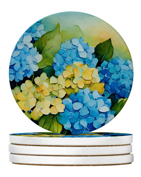 Hydrangeas in Watercolor Large Sandstone Absorbent Round Coasters Pack of 4 DAC1578 product image at NuMercy