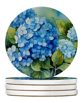 Hydrangeas in Watercolor Large Sandstone Absorbent Round Coasters Pack of 4 DAC1580 product image at NuMercy