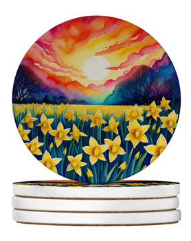 Colorful Daffodils Large Sandstone Absorbent Round Coasters Pack of 4 DAC1946 product image at NuMercy
