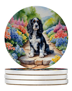 Cocker Spaniel Spring Path Large Sandstone Absorbent Round Coasters Pack of 4 DAC6604 product image at 