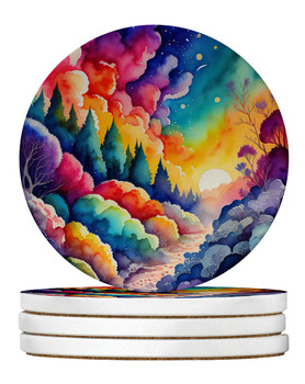 Colorful Dusty Miller Large Sandstone Absorbent Round Coasters Pack of 4 product image at NuMercy