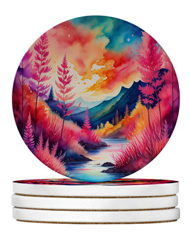 Colorful Astilbe Large Sandstone Absorbent Round Coasters Pack of 4 product image at NuMercy