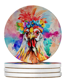 Hippie Animal Polish Poland Rooster Large Sandstone Absorbent Round Coasters Pack of 4 product image at NuMercy