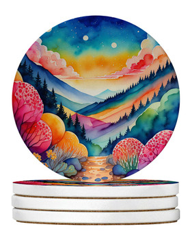 Colorful Brunia Large Sandstone Absorbent Round Coasters Pack of 4 product image at NuMercy