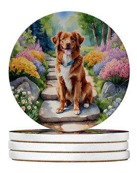 Nova Scotia Duck Tolling Retriever Spring Path Large Sandstone Absorbent Round Coasters Pack of 4 product image at NuMercy