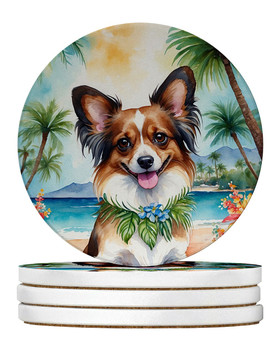 Papillon Luau Large Sandstone Absorbent Round Coasters Pack of 4 DAC6486 product image at NuMercy