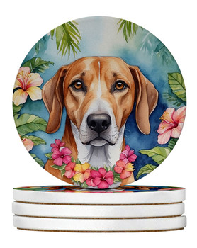 American Foxhound Luau Large Sandstone Absorbent Round Coasters Pack of 4 product image at NuMercy