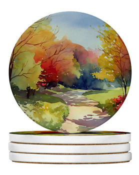 North Carolina Dogwoods in Watercolor Large Sandstone Absorbent Round Coasters Pack of 4 DAC1694 product image at NuMercy