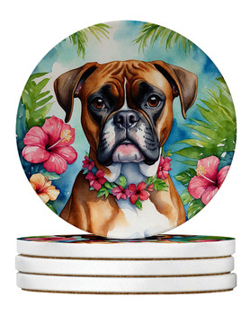 Boxer Luau Large Sandstone Absorbent Round Coasters Pack of 4 DAC6388 product image at NuMercy