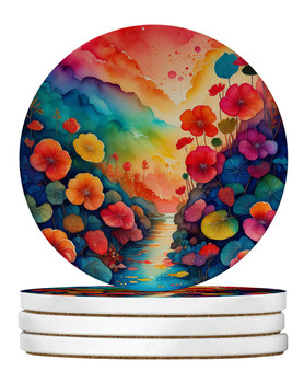 Colorful Begonias Large Sandstone Absorbent Round Coasters Pack of 4 DAC1930 product image at NuMercy