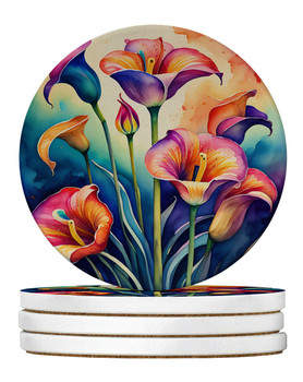 Colorful Calla Lilies Large Sandstone Absorbent Round Coasters Pack of 4 DAC1936 product image at NuMercy