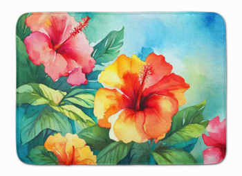 Hawaii Hawaiian Hibiscus in Watercolor Memory Foam Bath/Kitchen Mat DAC1641 product image at NuMercy