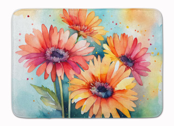 Gerbera Daisies in Watercolor Memory Foam Bath/Kitchen Mat DAC1572 product image at NuMercy