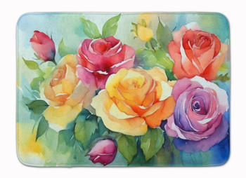 Roses in Watercolor Memory Foam Bath/Kitchen Mat DAC1609 product image at NuMercy