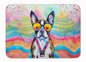 Boston Terrier Hippie Dawg Memory Foam Bath/Kitchen Mat DAC2467 product image at NuMercy