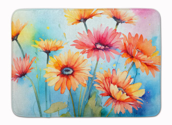 Gerbera Daisies in Watercolor Memory Foam Bath/Kitchen Mat DAC1570 product image at NuMercy