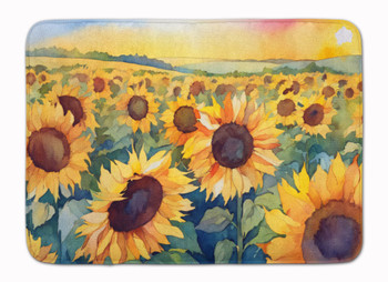 Kansas Sunflowers in Watercolor Memory Foam Bath/Kitchen Mat DAC1653 product image at NuMercy