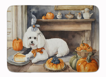 Bichon Frise Fall Kitchen Pumpkins Memory Foam Bath/Kitchen Mat DAC1740 product image at NuMercy