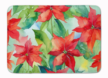 Poinsettias in Watercolor Memory Foam Bath/Kitchen Mat product image at NuMercy