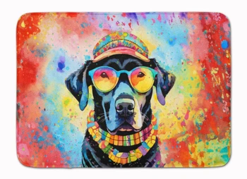 Black Labrador Hippie Dawg Memory Foam Bath/Kitchen Mat DAC2522 product image at NuMercy
