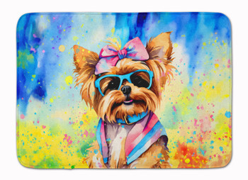 Yorkshire Terrier Hippie Dawg Memory Foam Bath/Kitchen Mat DAC2574 product image at NuMercy