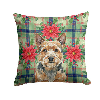 Norwich Terrier Christmas Poinsettias Throw Pillow 18" x 18" product image at NuMercy