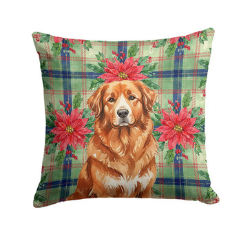 Reddish Brown Great Pyrenees Christmas Poinsettias Throw Pillow 18" x 18" product image at NuMercy