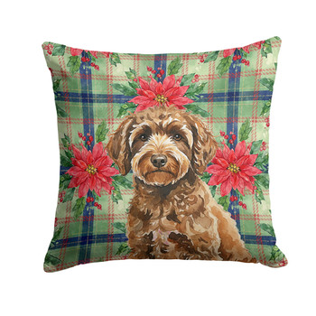 Spanish Water Dog Christmas Poinsettias Throw Pillow 18" x 18" product image at NuMercy