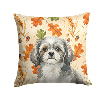 Grey and White Tibetan Spaniel Heirloom Fall Throw Pillow 18" x 18" product image at NuMercy