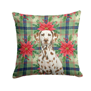 Liver Dalmatian Christmas Poinsettias Throw Pillow 18" x 18" product image at NuMercy
