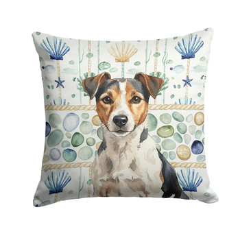 Tricolor Russell Terrier Coastal Sea Glass Throw Pillow 18" x 18" product image at NuMercy