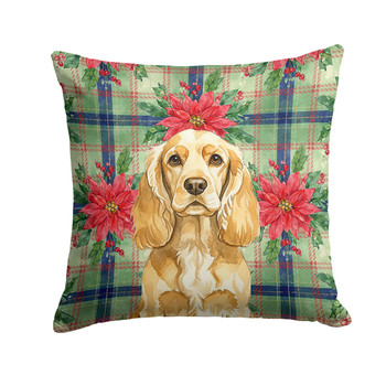 Buff Cocker Spaniel Christmas Poinsettias Throw Pillow 18" x 18" product image at NuMercy