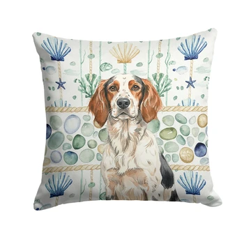 Tricolor English Setter Coastal Sea Glass Throw Pillow 18" x 18" product image at NuMercy