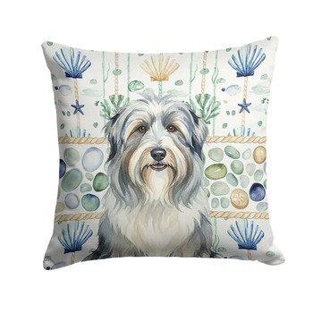 Bearded Collie Coastal Sea Glass Throw Pillow 18" x 18" product image at NuMercy