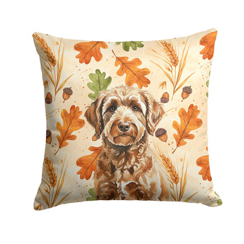Chocolate Labradoodle Heirloom Fall Throw Pillow 18" x 18" product image at NuMercy