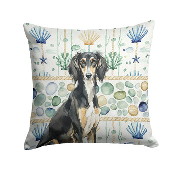 Black and Tan Saluki Coastal Sea Glass Throw Pillow 18" x 18" product image at NuMercy