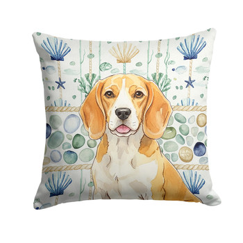 Lemon and White Beagle Coastal Sea Glass Throw Pillow 18" x 18" product image at NuMercy