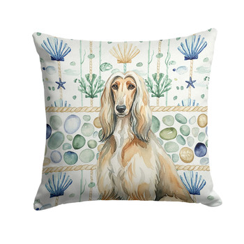 Afghan Hound Coastal Sea Glass Throw Pillow 18" x 18" product image at NuMercy