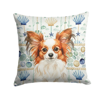 White with Red Papillon Coastal Sea Glass Throw Pillow 18" x 18" product image at NuMercy