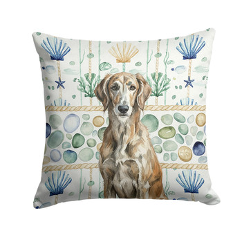 Brindle Scottish Deerhound Coastal Sea Glass Throw Pillow 18" x 18" product image at NuMercy