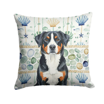 Greater Swiss Mountain Dog Coastal Sea Glass Throw Pillow 18" x 18" product image at NuMercy